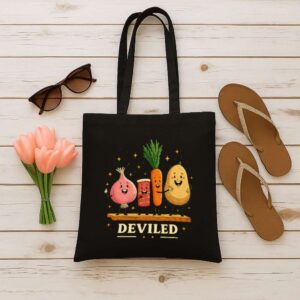 Tote Funny Food Friends 12 Black