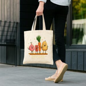Tote Funny Food Friends 12 Natural
