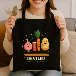 Tote Funny Food Friends 3 Black Tote