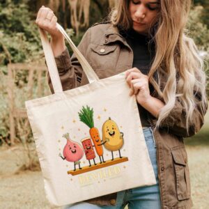 Tote Funny Food Friends 3 Natural