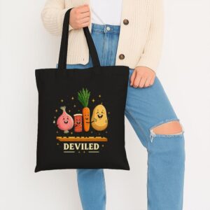 Tote Funny Food Friends 7 Black
