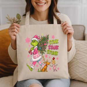 Tote Green Monster Christmas 14 Natural