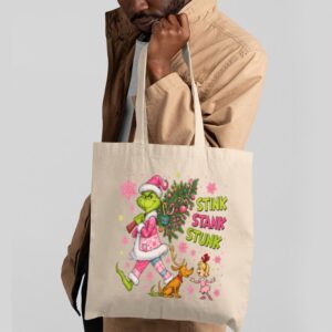 Tote Green Monster Christmas 2 Natural