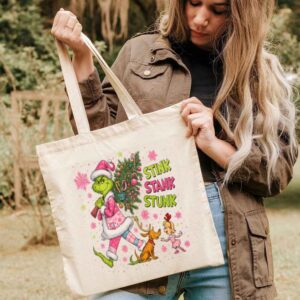 Tote Green Monster Christmas 3 Natural