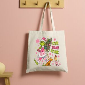 Tote Green Monster Christmas 5 Natural