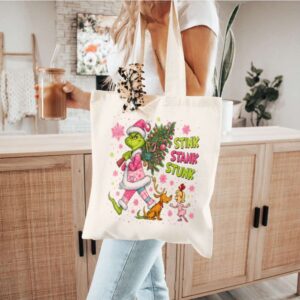 Tote Green Monster Christmas 8 Natural
