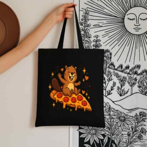Tote Pizza Beaver Party 6 Black
