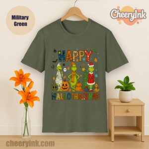 Tshirt Grinch Hallothanksmas Military