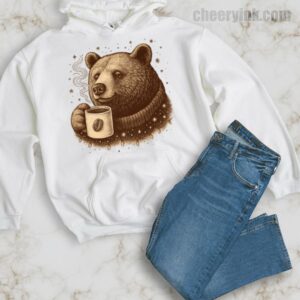 Hoodie Bear With Coffee Cup 34