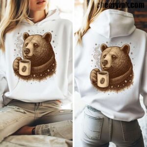 Hoodie Bear With Coffee Cup 5