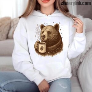 Hoodie Bear With Coffee Cup 6