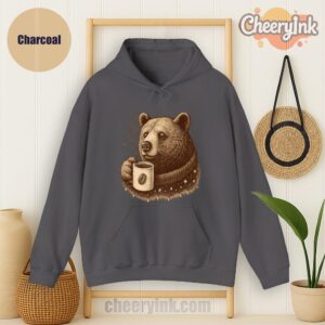 Hoodie Bear With Coffee Cup