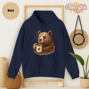 Hoodie Bear With Coffee Cup