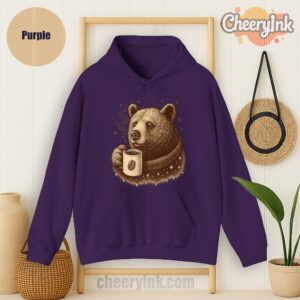 Hoodie Bear With Coffee Cup