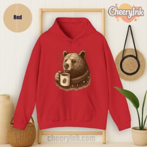 Hoodie Bear With Coffee Cup