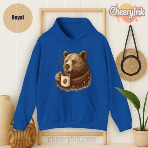 Hoodie Bear With Coffee Cup