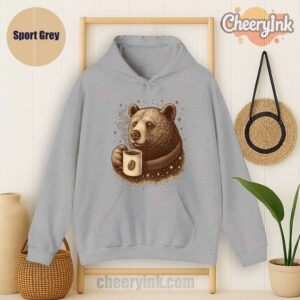 Hoodie Bear With Coffee Cup Sport