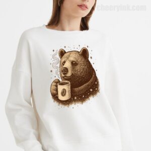 Sweatshirt Bear With Coffee Cup 18