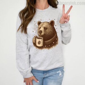 Sweatshirt Bear With Coffee Cup 2