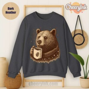 Sweatshirt Bear With Coffee Cup Dark