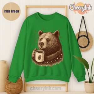 Sweatshirt Bear With Coffee Cup Irish