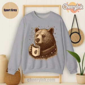 Sweatshirt Bear With Coffee Cup Sport