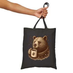 Tote Bear With Coffee Cup 15 Black