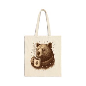 Tote Bear With Coffee Cup 18 Natural