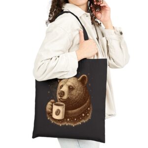 Tote Bear With Coffee Cup 19 Black Tote