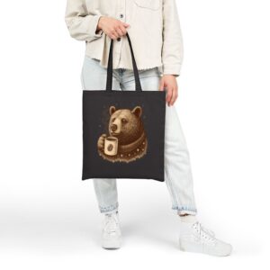 Tote Bear With Coffee Cup 20 Black
