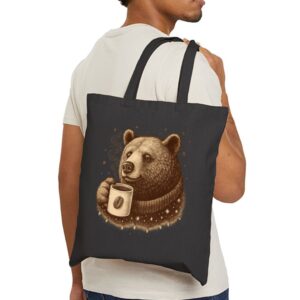 Tote Bear With Coffee Cup 21 Black
