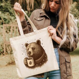 Tote Bear With Coffee Cup 3 Natural