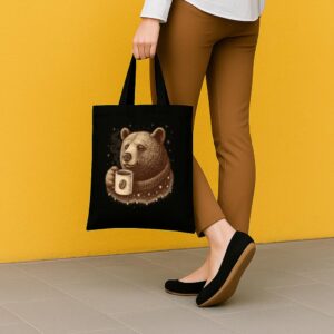 Tote Bear With Coffee Cup 5 Black