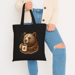 Tote Bear With Coffee Cup 7 Black