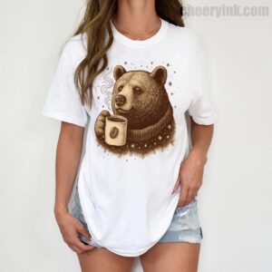 Tshirt Bear With Coffee Cup 1 T