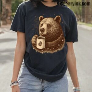 Tshirt Bear With Coffee Cup 10 T