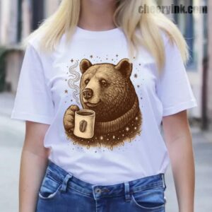 Tshirt Bear With Coffee Cup 13 T