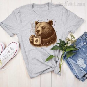 Tshirt Bear With Coffee Cup 15 T