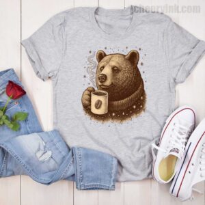 Tshirt Bear With Coffee Cup 16 T