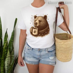 Tshirt Bear With Coffee Cup 2 T