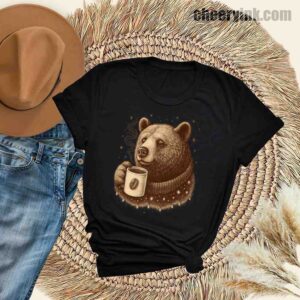 Tshirt Bear With Coffee Cup 30 T