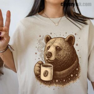 Tshirt Bear With Coffee Cup 39 T