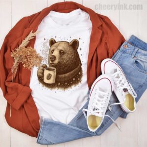 Tshirt Bear With Coffee Cup 44 T