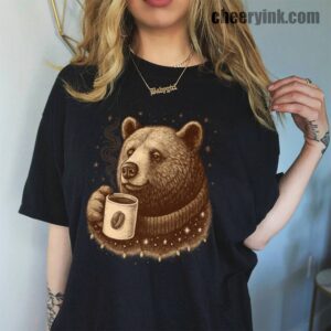 Tshirt Bear With Coffee Cup 45 T