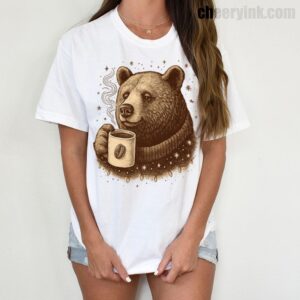 Tshirt Bear With Coffee Cup 6 T