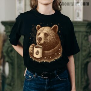 Tshirt Bear With Coffee Cup 7 T
