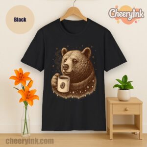 Tshirt Bear With Coffee Cup