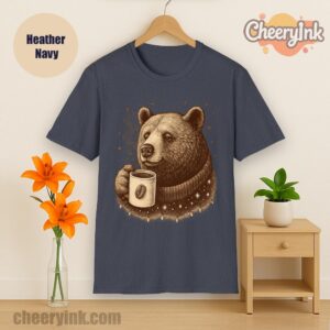 Tshirt Bear With Coffee Cup Heather