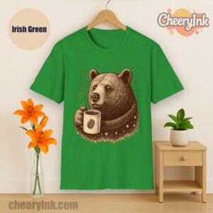 Tshirt Bear With Coffee Cup Irish