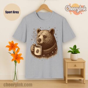 Tshirt Bear With Coffee Cup Sport